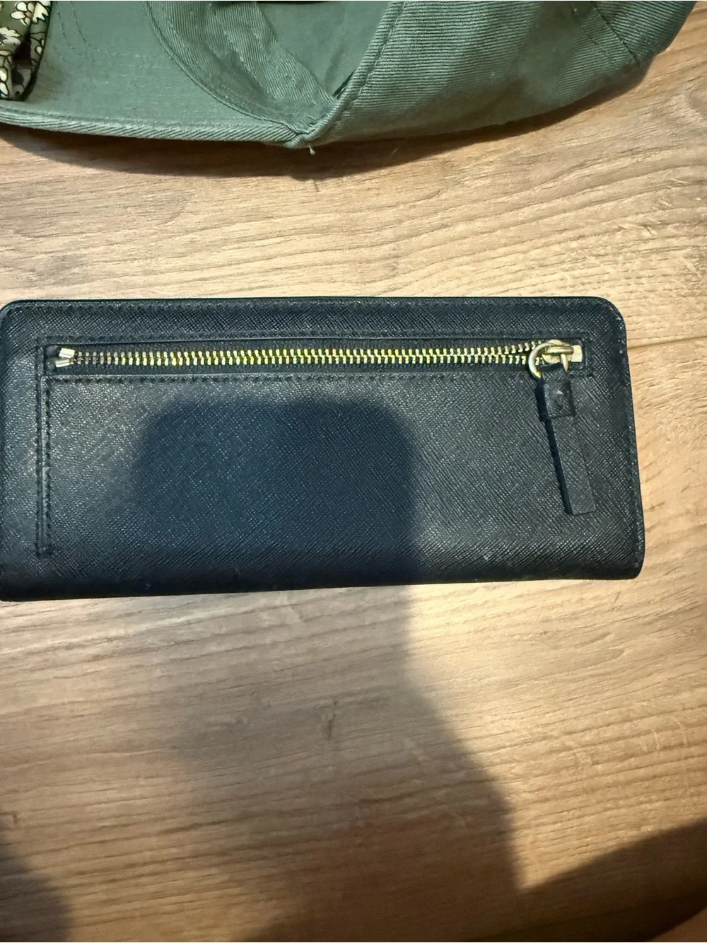 Tory Burch Black Saffiano Zip-Around Wallet with Gold Logo